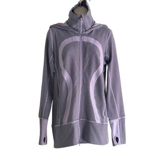 Lululemon Stride Jacket Womens‎ 10 Purple Full Zip Hooded Thumbholes Yoga Run